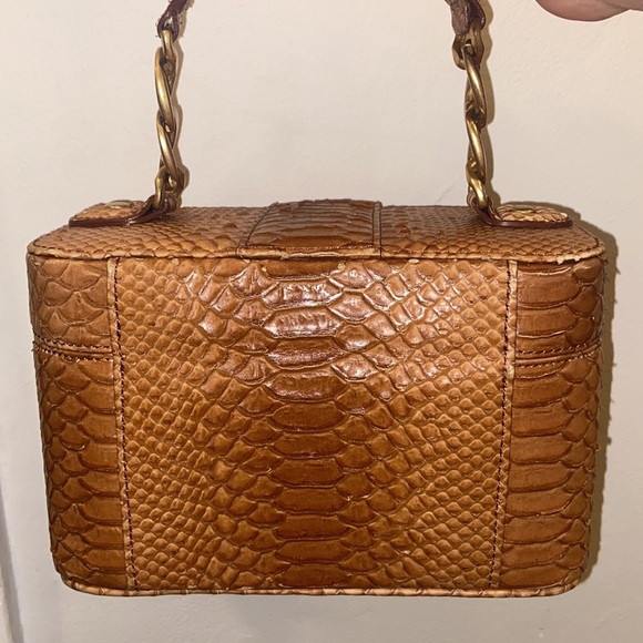 Y2K JUICY COUTURE Brown SNAKE SKIN MINI BAG Vintage train case cosmetic travel - Picture 8 of 17